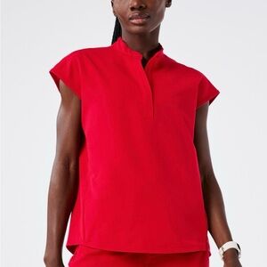 Figs Rafaela Oversized Scrub Top- Winning Red